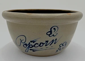 Rowe Pottery 1995 Greige (Gray/Beige) Salt Glaze 9-1/2" Round Clay Popcorn Bowl - Picture 1 of 9