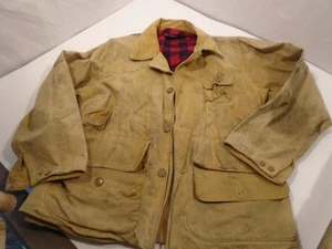 Vintage Thrashed Distressed  Redhead Hunting Chore Jacket  Gold w/Buffalo Check - Picture 1 of 7