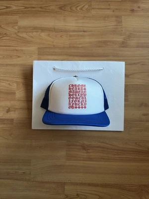 Chrome Hearts Eye Chart Logo Trucker Hat Blue White Red **SHIPS TODAY** - Image 1 of 3