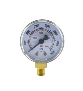 High Pressure Gauge for Oxygen Regulator 0-4000 psi 2 inches - 1/8" NPT Thread - Picture 1 of 3