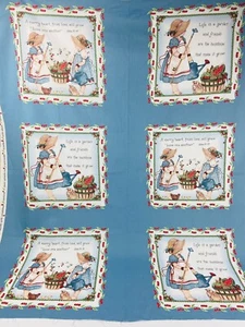 Daisy Kingdom Stoff Prärie Mädchen Kirschen Paneele ungeschnitten 6 Quadrate Garden Love - Bild 1 von 7