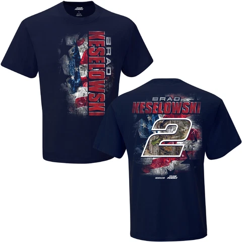 2019 BRAD KESELOWSKI #2 PATRIOTIC NAVY BLUE & CAMO SHORT SLEEVE TEE SHIRT Cover