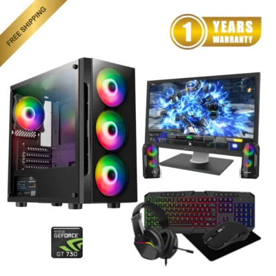 INTEL Fast Gaming PC Computer Bundle Quad Core i5 16GB RAM SSD+1TB 4GB GT730 Win 11