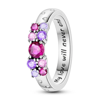 MULA European Endless Love Finger Ring Pink AAA CZ Jewelry 925 Siver For Women - Image 1 of 4