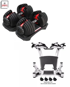 Adjustable Dumbbells 40 kg Set 80kg Weight & Storage Stand Rack Home Gym Fitness - Picture 1 of 12