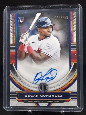 2023 TOPPS TRIBUTE OSCAR GONZALEZ ROOKIE RC BLUE /150 ON CARD AUTO - Image 1 of 2