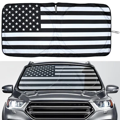 For HYUNDAI Accessory US Flag Large Car Windshield Sun Shade Shield Cover Visor - Image 1 of 4