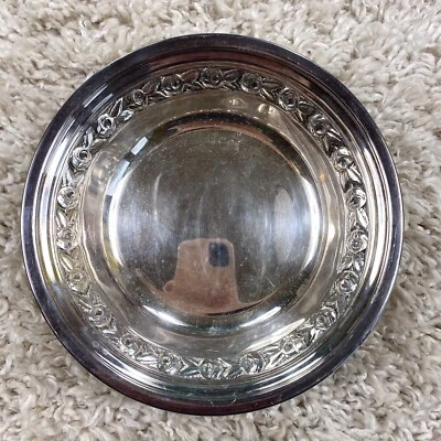 Reed & Barton 1204 Finest Plateado Pequeño Cuenco Floral Rosas Detalle Plata 6 pulgadas Foto 1 de 4