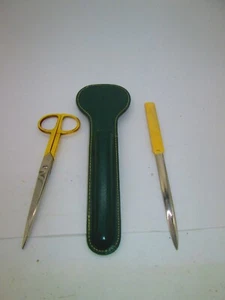 Vintage 9" LONG METROPOLITAN CUTLERY Scissors & Letter Opener & Leather Sheath - Picture 1 of 3