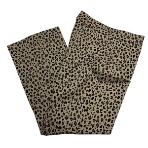 J Crew Pants Women 2 Mod Leopard Kick Out Flare Crop Chino Preppy Comfort Office - Picture 1 of 10