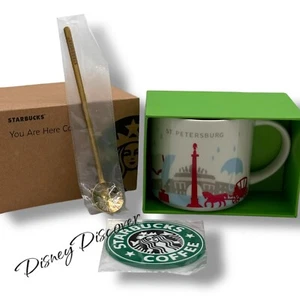 NEW Starbucks You Are Here YAH 14 oz Coffee Mug St. Petersburg SPb Spoon Magnet - Picture 1 of 12
