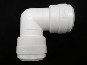 John Guest JG Speedfit Equal Elbow Connector Blanco 22mm - Imagen 1 de 2