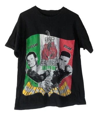 Vtg 1996 Oscar De La Hoya vs Julio Cesar Chavez Boxing T-Shirt S-M Black - Image 1 of 4