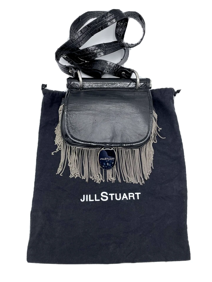 Bolso Bandolera JILL STUART St Germain GISELLE Negro con Cadena Plateada Flecos Cartera Foto 1 de 4