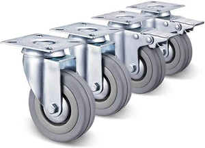 2 Lenkrollen 2 Bremsrollen 4 Stück Schwerlastrollen Transportrollen 75mm 150kg - Bild 1 von 7