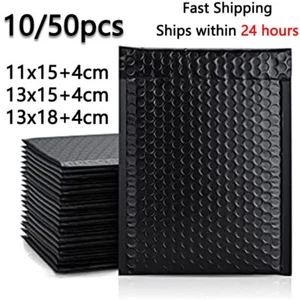 10/50 Stck. Schwarz Verpackungsumschlag Luftpolsterversender Polyversender Selbstversiegelnd Gepolstert  - Bild 1 von 23