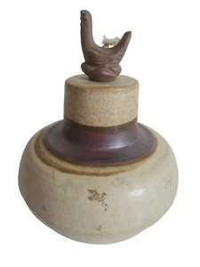 Vintage 1985 Flat Earth Pottery Duck Wick Topper Oil Lamp Vase Artist Signed #3 - Picture 1 of 11