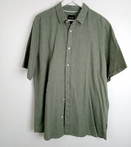 Only & Sons Linen / Cotton Blend Short Sleeve Shirt Khaki Size 2XL Button NEW F2 - Picture 1 of 10