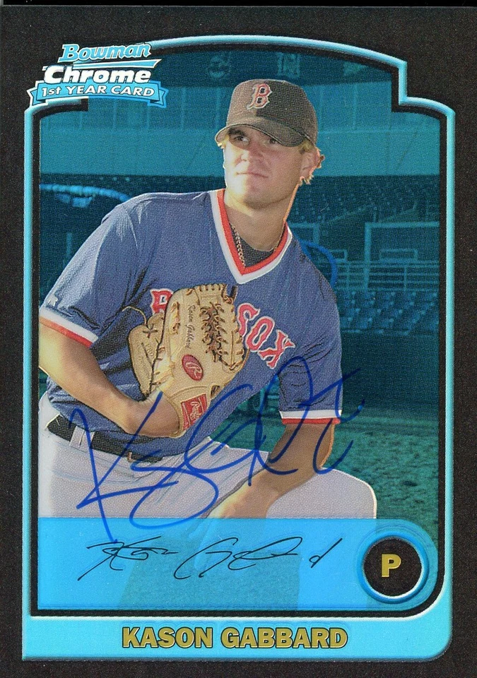 2003 Bowman Refractor KASON GABBARD Signed Card autograph AUTO red sox rangers - Image 1 of 1