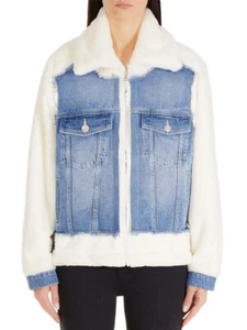 Liu Jo Women's Denim Synthetic Fur Jacket Uf2078 Blue Sz G1/0019 - Picture 1 of 6