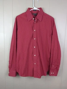 Express Design Studio Mens Red Striped Button Down Long Sleeve Shirt Sz M GUC - Picture 1 of 7