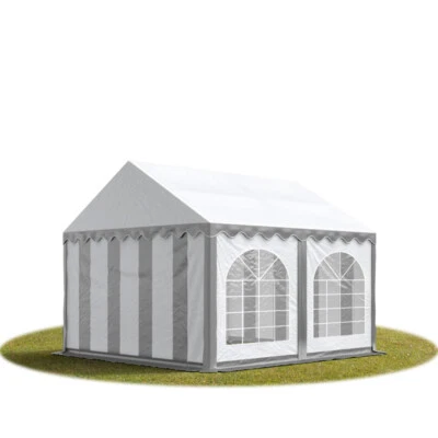 3x4m PVC Partyzelt Bierzelt Zelt Gartenzelt Festzelt Pavillon grau-weiß NEU - Bild 1 von 4