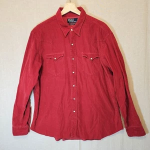 Polo Ralph Lauren Rojo Pana Clásico Western Bolsillos Camisa Perla A Presión XL *LEER - Imagen 1 de 11