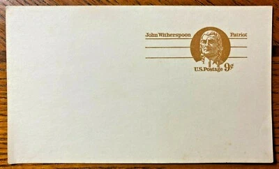 US Postal Card - John Witherspoon, Patriot 9 cent; (PC45) UX69 yellow brown - Image 1 of 2