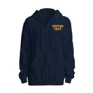 Custom embroidered blue full zip hoodie, custom make zip hoodie - Picture 1 of 5