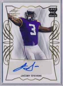 JACOBY STEVENS - 2021 Leaf Trinity SPECTRUM HOLO Gold Rookie AUTO 1/1 - Eagles - Picture 1 of 2