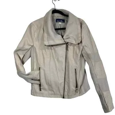 Chaqueta de moto grande Blue Rain para mujer imitación gamuza crema Foto 1 de 4