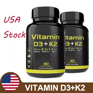 Health Vitamin D3 + K2 Supplement. 2 in 1 Formura. Immune Support. 180 caps - Picture 1 of 10