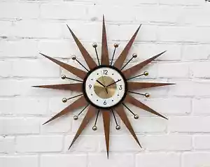 26"Starburst Atomic Wall Clock Handmade Sunburst  Style George Nelson Modern - Picture 1 of 7