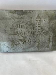 Vintage Druckplatte. Ende 1800/Anfang 1900. Frühe Autoszene.  7,5@ X 5" - Bild 1 von 6