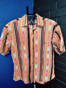 Vintage Wrangler Western Cowboy Aztec Striped Button Shirt Size XL Short Sleeve - Picture 1 of 5