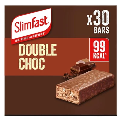 SlimFast Double Choc Snack Bars 30 Pack – 99 Calorie Low Fat Protein Bar - Image 1 of 4