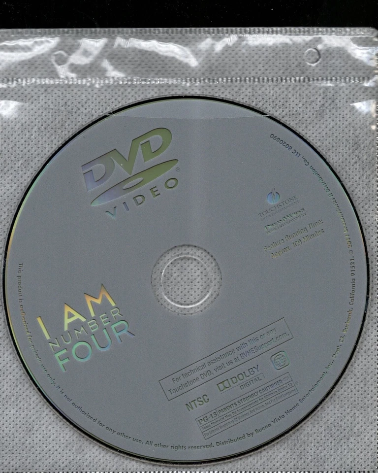 I Am Number Four (2011) DVD  *DISC ONLY* = REGION 1 - Timothy Olyphant - Image 1 of 1