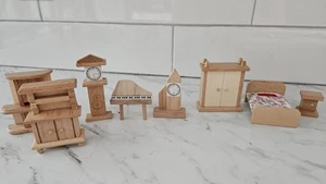 10 Pieces Of Wood, Handmade Bedroom & Living Room Doll House Furniture. - Picture 1 of 11