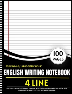 4 Line English Writing Notebook for Kids 4-5: 100-Page Large-Sized (8.5X11) Hand - Picture 1 of 1