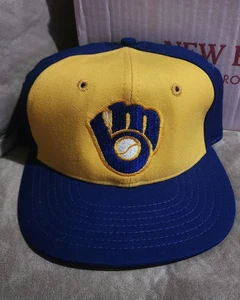 1978-81 Milwaukee Brewers Official Team Game Issued Away Hat Roman Pro 7 1/4 - Picture 1 of 5