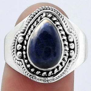 Natural Sodalite 925 Sterling Silver Ring s.8.5 Jewelry R-1312 - Picture 1 of 5
