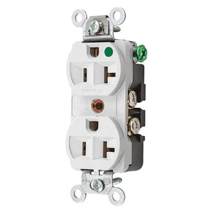 HUBBELL HBL8300HW Recept,White,20 A,2P3W,Back; Side,1PK 3D288 - Picture 1 of 1