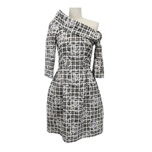 CHANEL Camellia Tweed One Belt Dress Women White black 【A】 - Picture 1 of 15