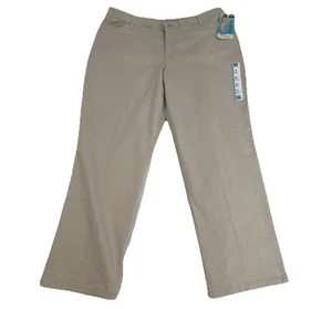 Lee All Day Pant Slacks Women’s SZ 18 Short Relaxed Fit Straight Leg Beige NWT - Picture 1 of 9