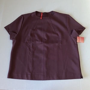 Spanx The Perfect Funnel Top Women's Medium Chianti Short Sleeve Zip Back NWT - Picture 1 of 7