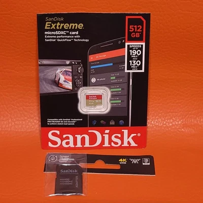 Sandisk 512GB Extreme Micro SDXC Memory Card Read 190 MB/s Wright 130 MB/s - Image 1 of 4