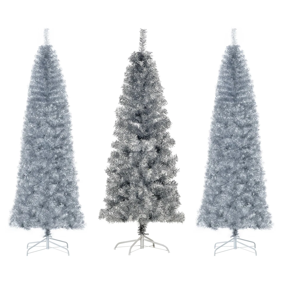 HOMCM Albero di Natale Artificiale Argentato Alto con Base Rimovibile - Immagine 1 di 1