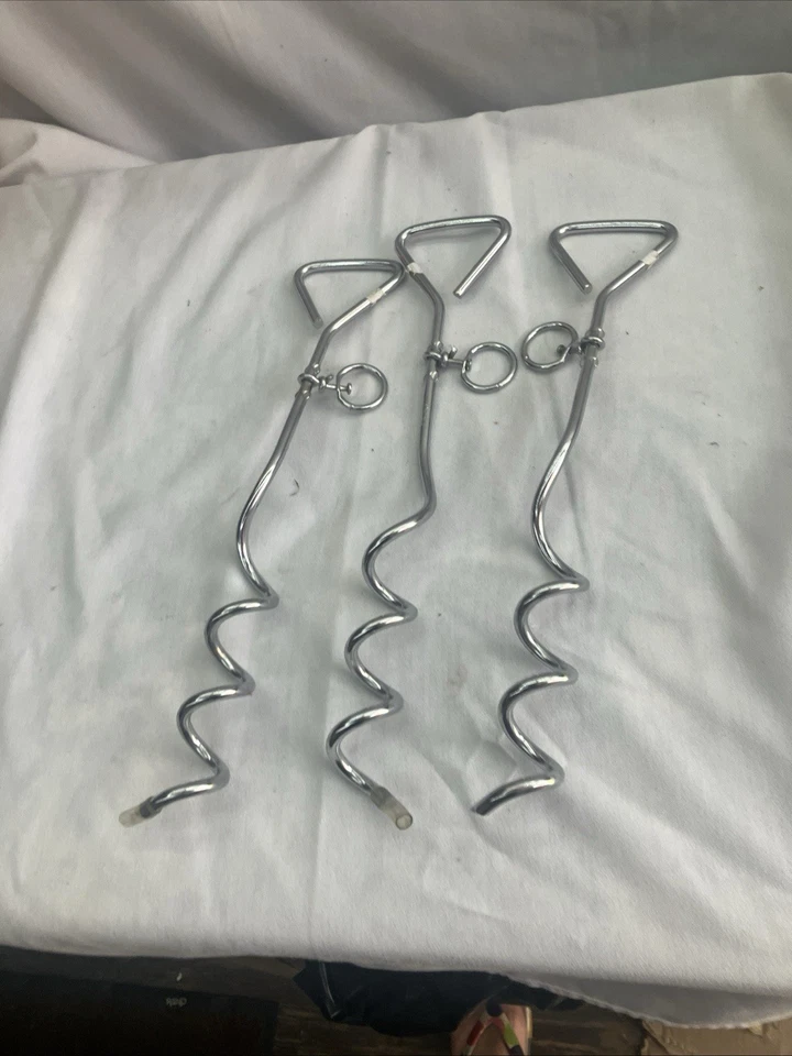 16” Lot Of 3 Spiral Steel Stake for Dogs, Medium - Image 1 of 1