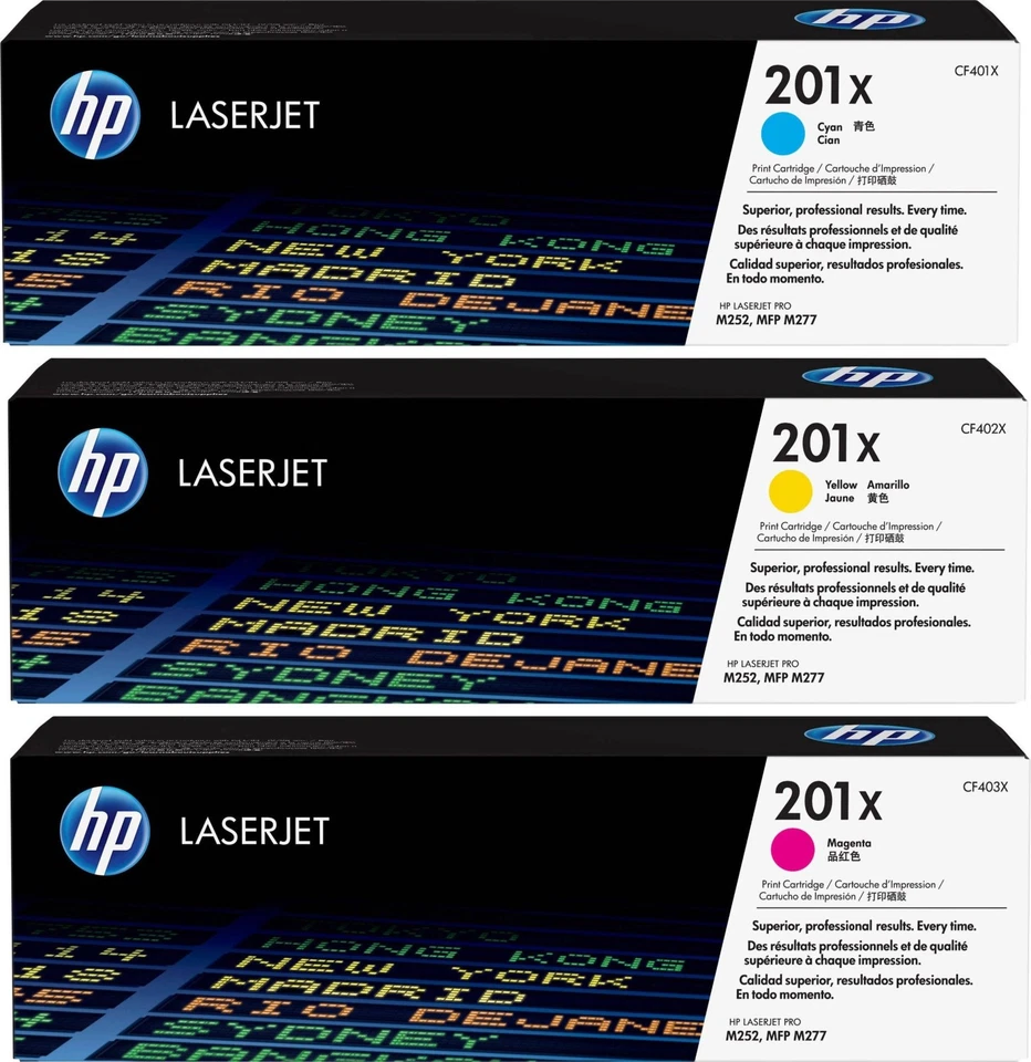 HP 201X Toner Multipack (CF253XM) · 3-Color (CMY) CF400X-CF403X - Image 1 of 1