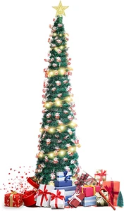 Albero Di Natale Pieghevole Pop up in PVC 5Ft,Albero Di Natale Con Luci LED Lumi - Foto 1 di 12
